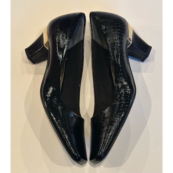 J.Renee Mary-LPBLK Mary Lizard Print Women's 7.5M Square Toe 2.5” Heels Black - Picture 3 of 12